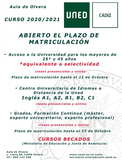 Abierto el plazo de matrícula en el Aula de la UNED