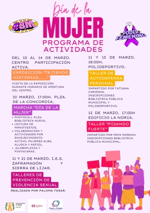 Programa de actividades 8M: Día Internacional de la Mujer trabajadora